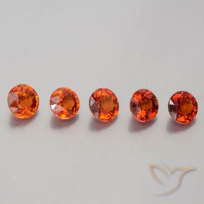 Gemas de Hilo de espesartita Rojo intenso natural de 3.17 ct, Redondo, VVS-VS