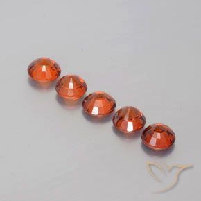 Gemas de Hilo de espesartita Rojo intenso natural de 3.17 ct, Redondo, VVS-VS