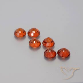 Gemas de Hilo de espesartita Rojo ámbar oscuro natural de 3.18 ct, Redondo, VVS-VS