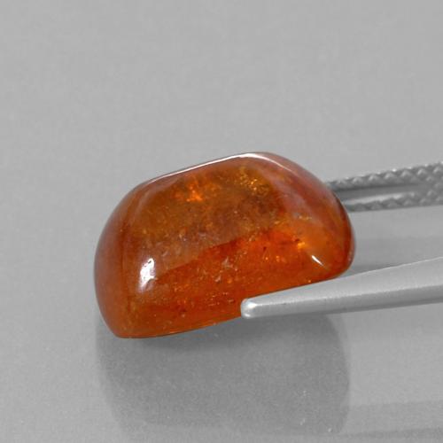 Hilo de espesartita Ámbar naranja natural de 11.19 ct, Corte Cojín, Transparente