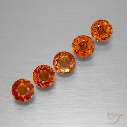 Gemas de Hilo de espesartita Rojo medio natural de 1.71 ct, Redondo, VS