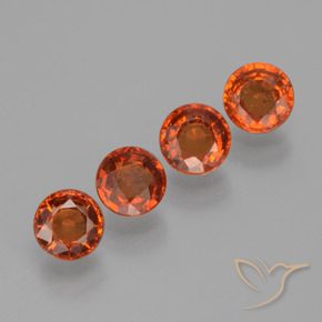 Gemas de Hilo de espesartita Rojo intenso natural de 1.72 ct, Redondo, VS