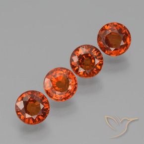Gemas de Hilo de espesartita Rojo intenso natural de 2.22 ct, Redondo, VVS-VS