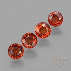 Gemas de Hilo de espesartita Rojo intenso natural de 1.96 ct, Redondo, VVS-VS