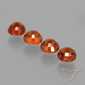 Gemas de Hilo de espesartita Rojo intenso natural de 1.96 ct, Redondo, VVS-VS
