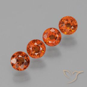 Gemas de Hilo de espesartita Rojo medio natural de 1.97 ct, Redondo, VS