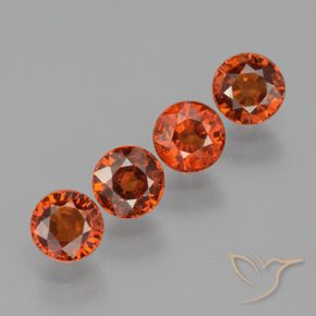 Gemas de Hilo de espesartita Rojo ámbar oscuro natural de 2.18 ct, Redondo, VS