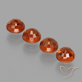 Gemas de Hilo de espesartita Rojo ámbar oscuro natural de 2.18 ct, Redondo, VS