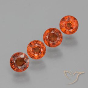 Gemas de Hilo de espesartita Rojo medio natural de 1.85 ct, Redondo, VS