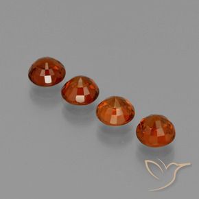 Gemas de Hilo de espesartita Rojo grosella natural de 3.31 ct, Redondo, VVS-VS