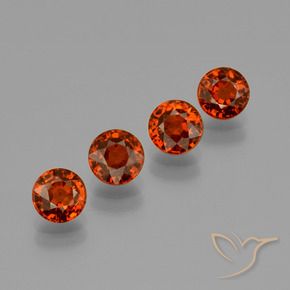 Gemas de Hilo de espesartita Rojo intenso natural de 3.11 ct, Redondo, VVS-VS