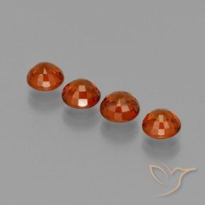 Gemas de Hilo de espesartita Rojo intenso natural de 3.11 ct, Redondo, VVS-VS