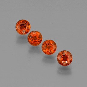 Gemas de Hilo de espesartita Rojo fuego natural de 2.65 ct, Corte Redondo, VS