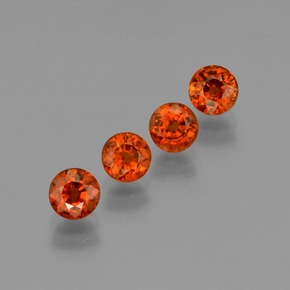 Gemas de Hilo de espesartita Rojo fuego natural de 2.65 ct, Corte Redondo, VS