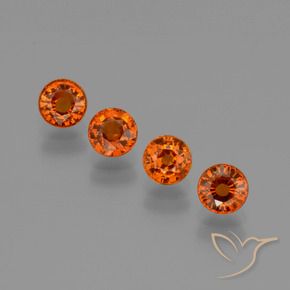 Gemas de Hilo de espesartita Ámbar naranja natural de 2.35 ct, Redondo, VS