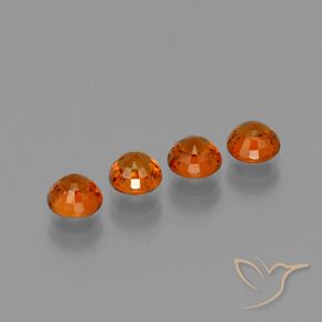 Gemas de Hilo de espesartita Ámbar naranja natural de 2.35 ct, Redondo, VS