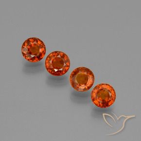 Gemas de Hilo de espesartita Naranja rojizo natural de 2.40 ct, Redondo, VS