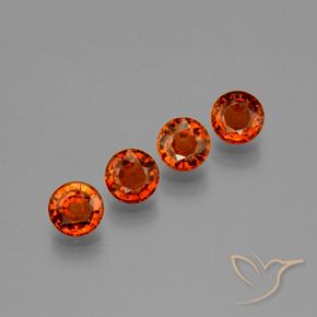 Gemas de Hilo de espesartita Naranja fuego natural de 2.23 ct, Redondo, VVS-VS