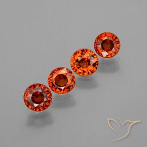 Gemas de Hilo de espesartita Rojo claro natural de 2.73 ct, Redondo, VVS-VS
