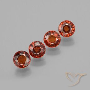Gemas de Hilo de espesartita Naranja rojizo natural de 2.93 ct, Redondo, VVS-VS