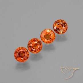 Gemas de Hilo de espesartita Naranja medio natural de 2.40 ct, Redondo, VS