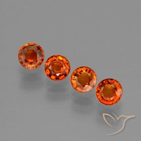 Gemas de Hilo de espesartita Naranja fuego natural de 2.32 ct, Redondo, VVS-VS