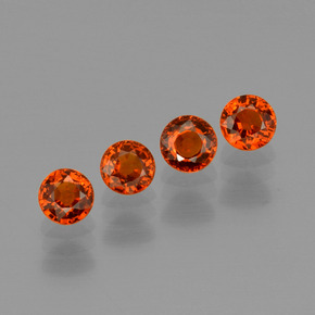 Gemas de granate espesartita rojo natural de 2,06 ct, corte redondo, VVS-VS