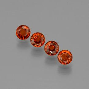 Gemas de granate espesartita rojo natural de 1,89 ct, corte redondo, VVS-VS