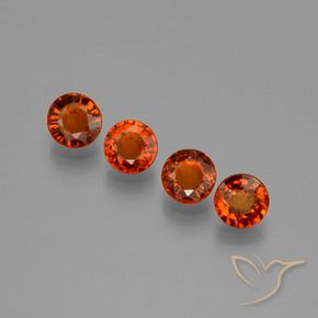 Gemas de Hilo de espesartita Rojo caramelo natural de 1.84 ct, Redondo, VVS-VS