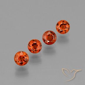 Gemas de Hilo de espesartita Naranja medio natural de 1.97 ct, Redondo, VVS-VS