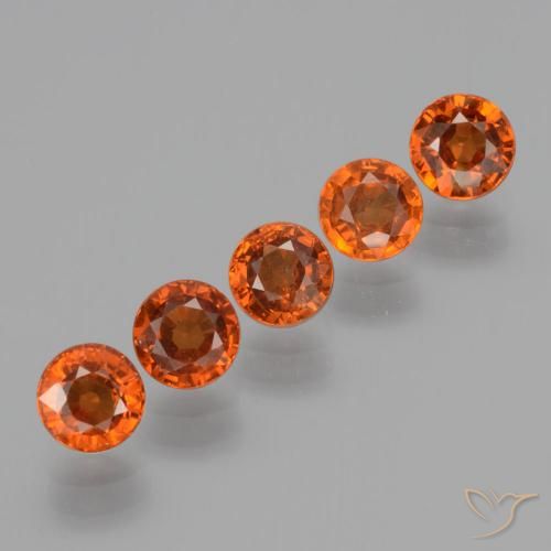 Gemas de Hilo de espesartita Naranja fuego natural de 2.53 ct, Redondo, VS