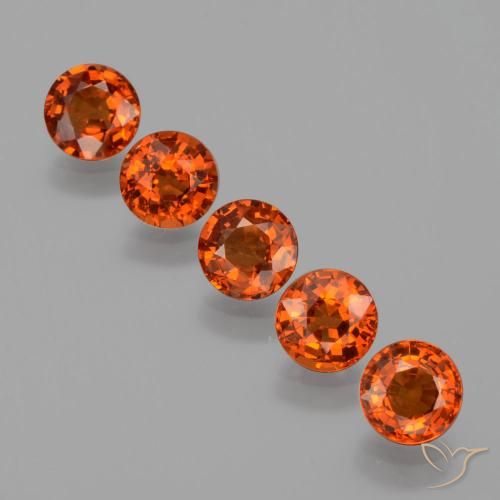 Gemas de granate espesartita naranja natural de 3,76 ct, corte redondo, VS