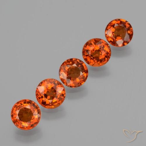 Gemas de granate espesartita naranja natural de 3,76 ct, corte redondo, VS
