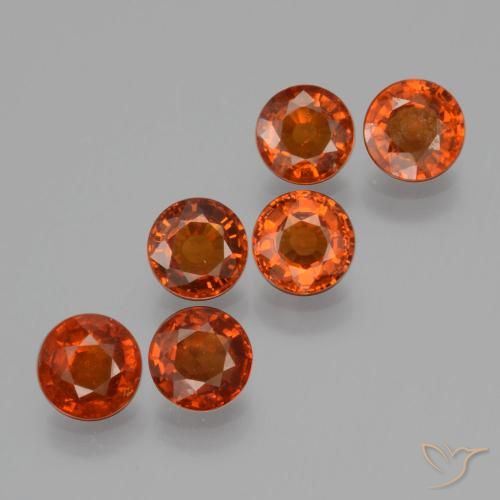 Gemas de Hilo de espesartita Rojo intenso natural de 2.90 ct, Redondo, VVS-VS