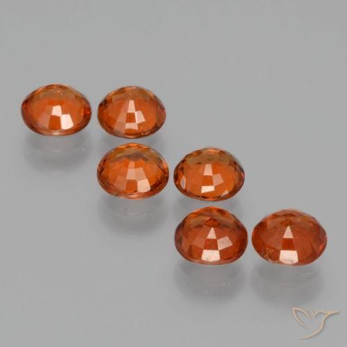 Gemas de Hilo de espesartita Rojo intenso natural de 2.90 ct, Redondo, VVS-VS