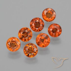 Gemas de Hilo de espesartita Naranja medio natural de 3.64 ct, Redondo, VS