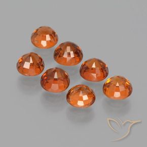 Gemas de Hilo de espesartita Naranja medio natural de 3.64 ct, Redondo, VS