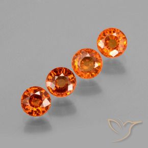 Gemas de Hilo de espesartita Ámbar naranja natural de 2.23 ct, Redondo, VS