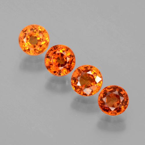 Gemas de granate espesartita naranja medio natural de 2,09 ct, corte redondo, VS