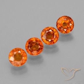 Gemas de Hilo de espesartita Naranja medio natural de 1.90 ct, Redondo, VS
