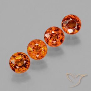 Gemas de Hilo de espesartita Naranja fuego natural de 2.89 ct, Redondo, VS