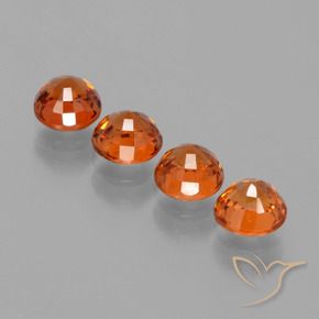 Gemas de Hilo de espesartita Naranja fuego natural de 2.89 ct, Redondo, VS