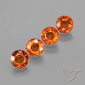 Gemas de Hilo de espesartita Ámbar naranja natural de 2.14 ct, Redondo, VS