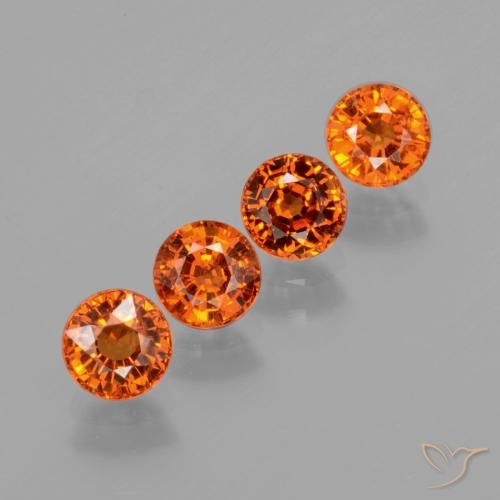 Gemas de Hilo de espesartita Ámbar naranja natural de 2.51 ct, Redondo, VS