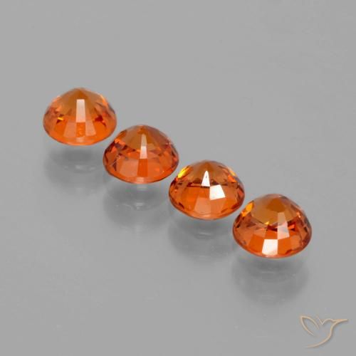 Gemas de Hilo de espesartita Ámbar naranja natural de 2.51 ct, Redondo, VS