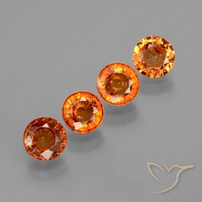 Gemas de Hilo de espesartita Naranja medio natural de 2.09 ct, Redondo, VVS-VS