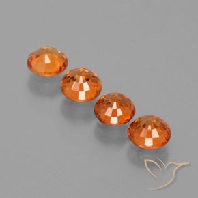 Gemas de Hilo de espesartita Naranja medio natural de 2.09 ct, Redondo, VVS-VS