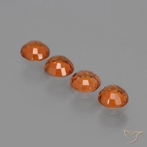 Gemas de Hilo de espesartita Naranja fuego natural de 1.93 ct, Redondo, VVS-VS