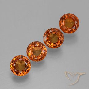 Gemas de Hilo de espesartita Naranja oscuro natural de 1.73 ct, Redondo, VS