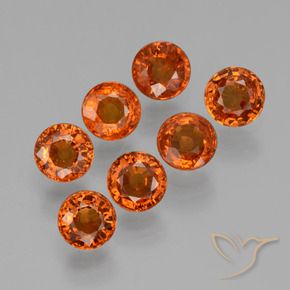 Gemas de Hilo de espesartita Naranja fuego natural de 2.71 ct, Redondo, VS